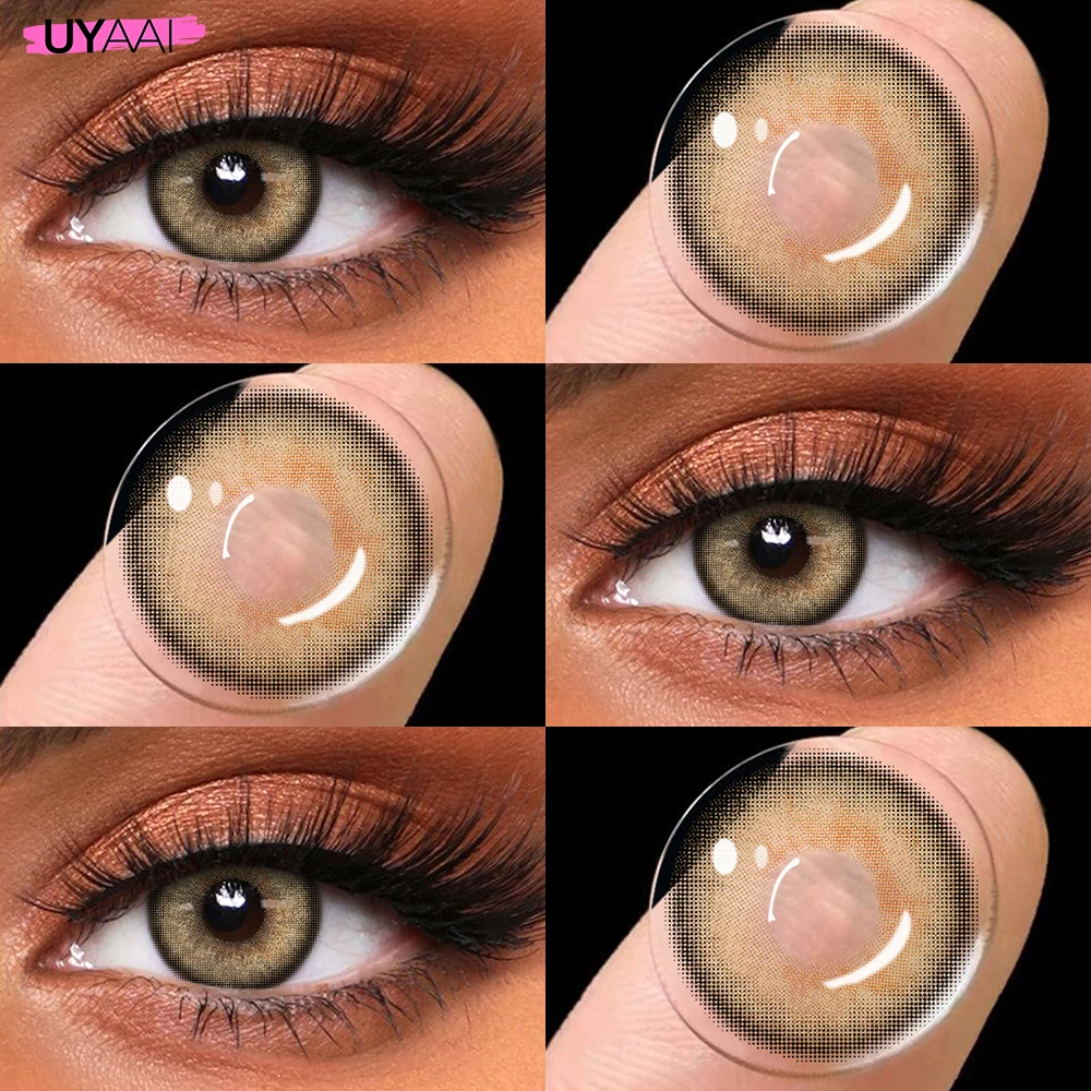 UYAAI Natürliche Braune Linsen, Grüne Schönheitslinsen, 1 Paar Farbige Augenpupillen, Koreanischer Stil, Modische Linsen für Große Augen, Grüne Colorcon – Detail 14