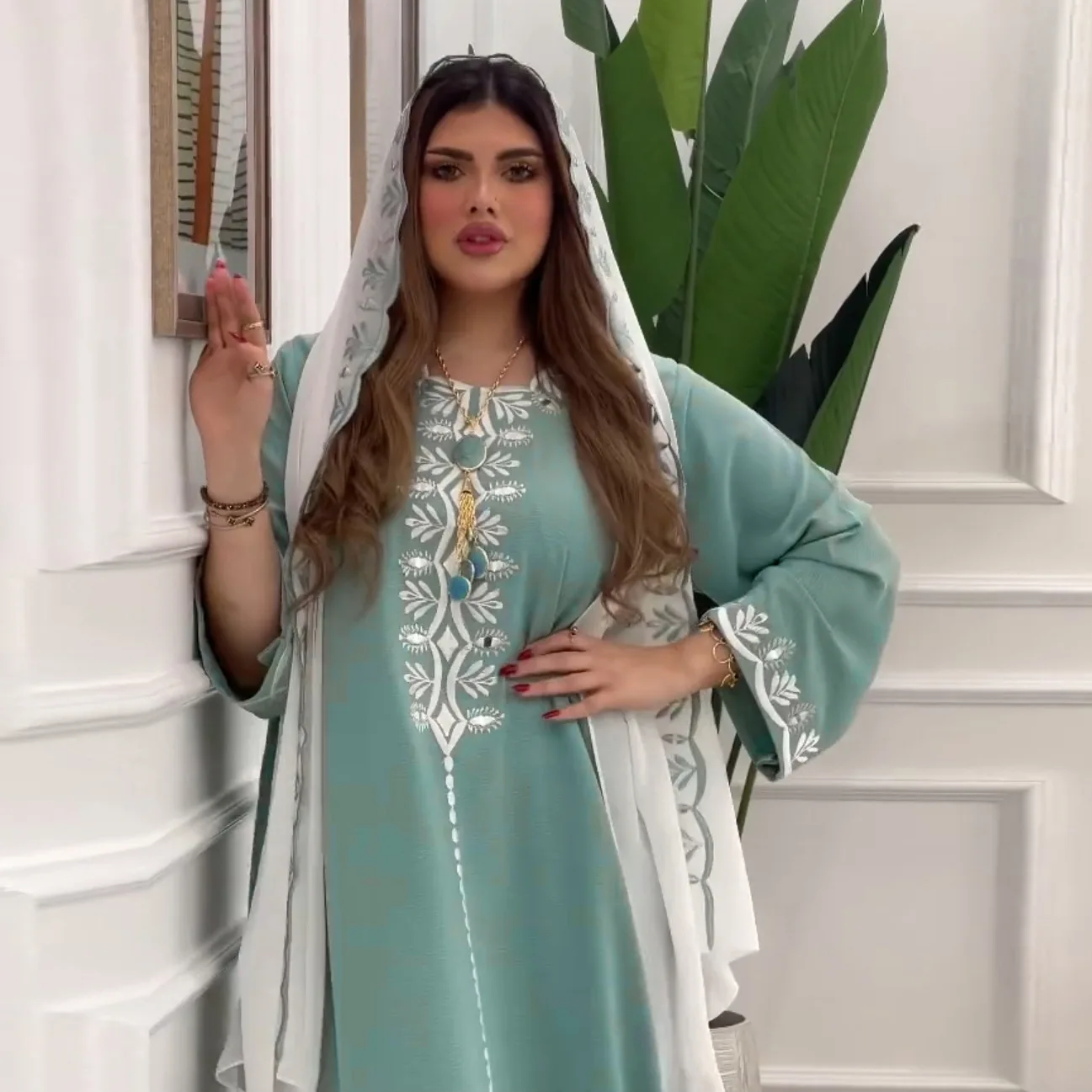 

Abaya for 2024 Muslim Embroidery Women Long Maxi Dress Turkey Eid Party Kaftan Dubai Islamic Evening Arabic Robe Morocco Caftan