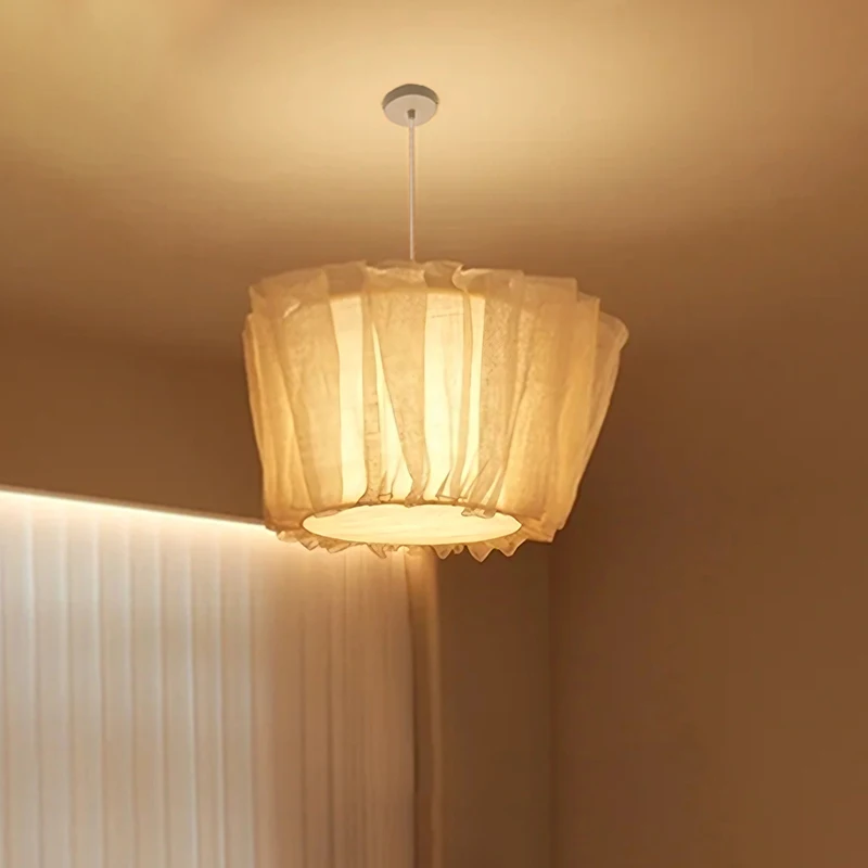 

Nordic Vintage Fabric Chandelier Indoor Lighting Restaurant Loft Bedroom Bedside Pendant Lights Decoration Home Lustre Fixtures