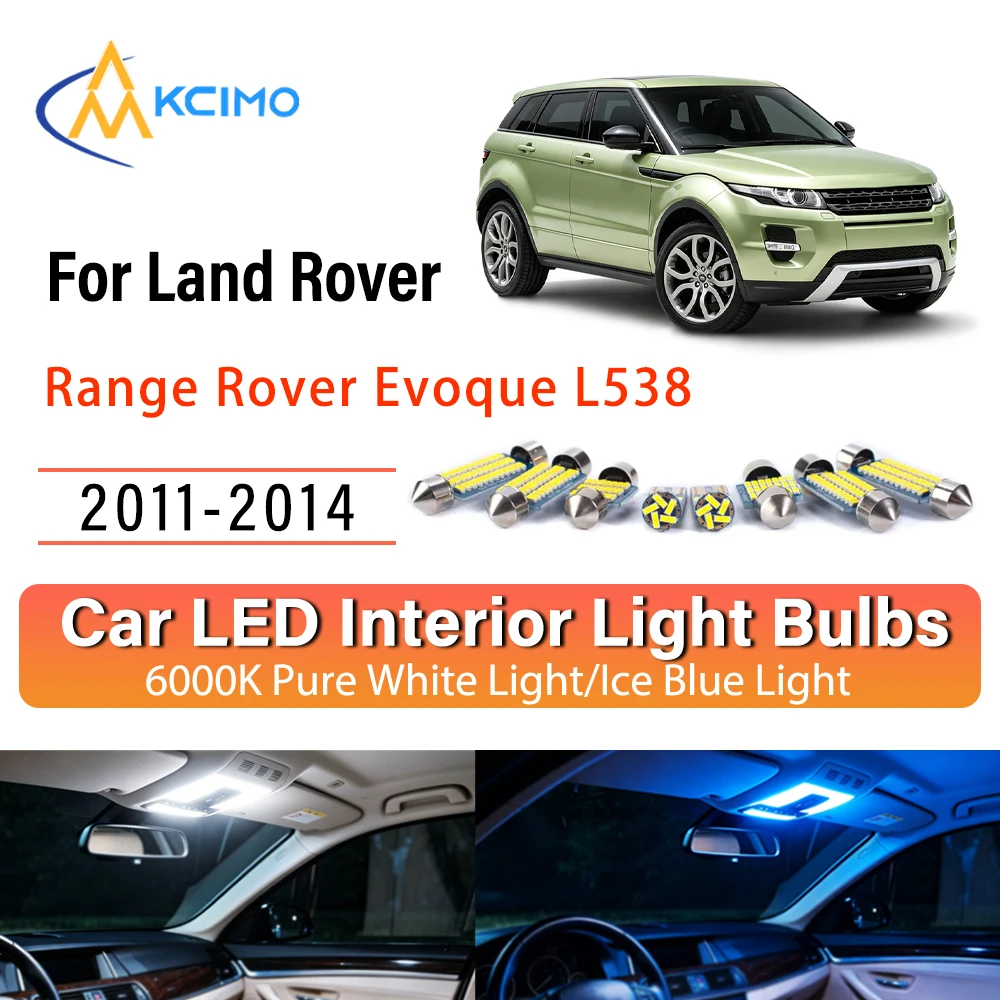 Premium Cozy LED Interior Lights For Land Rover	Range Rover Evoque L538 2011-2014, Blue Light, White Light Kit Quick Setup