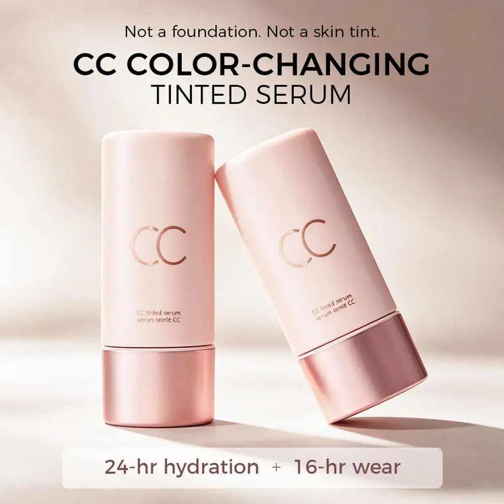 CC Tinted Serum Cream Natural Glow Hydrating Color Correcting Liquid Foundation Makeup 55ml Full Coverage Face Base