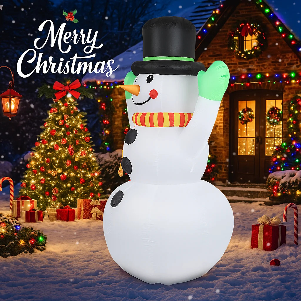 7,22 Fuß aufblasbarer Spielzeugschal Schneemann mit LED-Licht Weihnachten Hof Rasen Party Dekoration Weihnachten Home Supplie Ornamente Festliches Geschenk