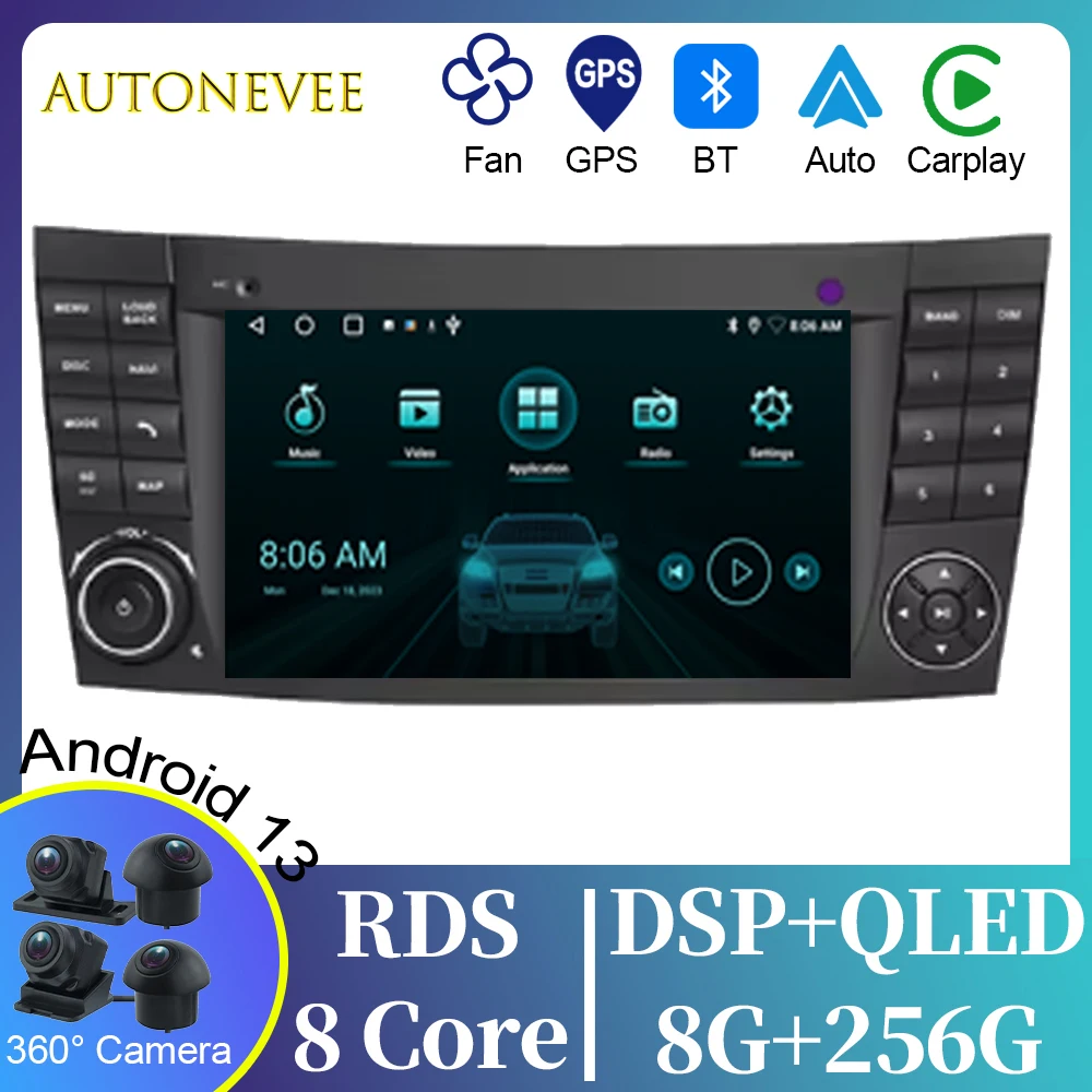 For Mercedes Benz E-class W211 E200 E220 E300 E350 E240 E270 E280 CLS CLASS W219 Car Radio Wireless Carplay Android Auto No DVD