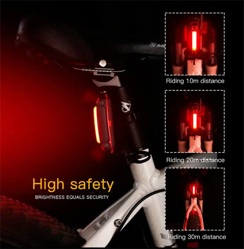 Highlight Bicycle Lights USB Rechargeable Bicycle Tail Lights LED Waterproof Safety Warning Lights For Riding Backpacks Helmets