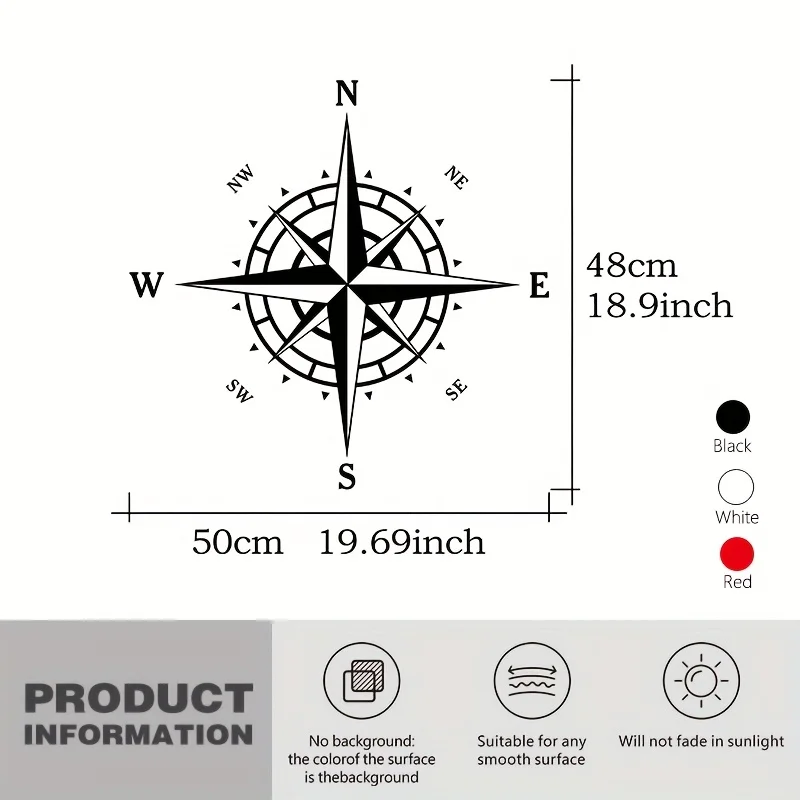 Adventure Compass Truck Vinyl Sticker, Waterproof Decal for RV SUV Car, Navigation Style Off Road Exterior Body Decor