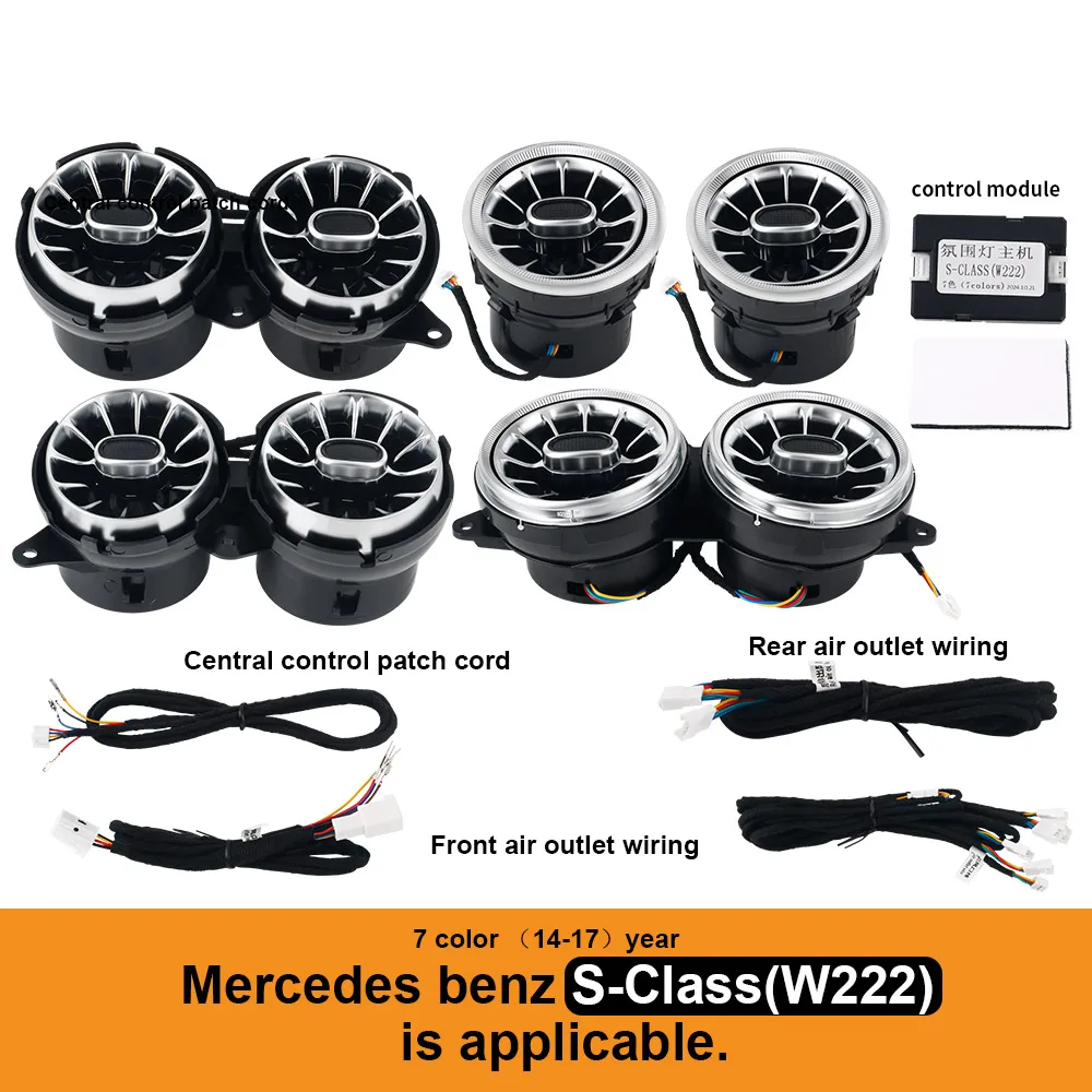 Für Benz W205 C-Klasse GLC X253 W213 E W222 S C117/GLA X156/W176 W177 C118 Turbinendüsen-Luftauslass mit Ambientelicht Auto-Nachrüstsatz