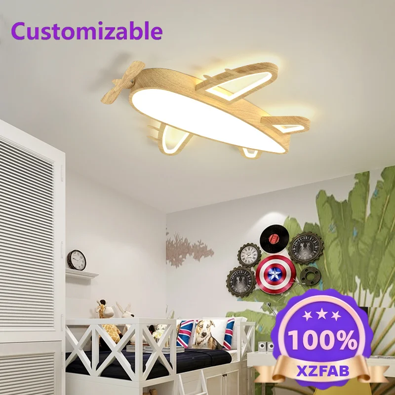 Factory Direct 2026 Airplane Themed LED Ceiling Light for Children's Room Warm Modern Nordic Pastoral Style Boys Bedroom Lightin