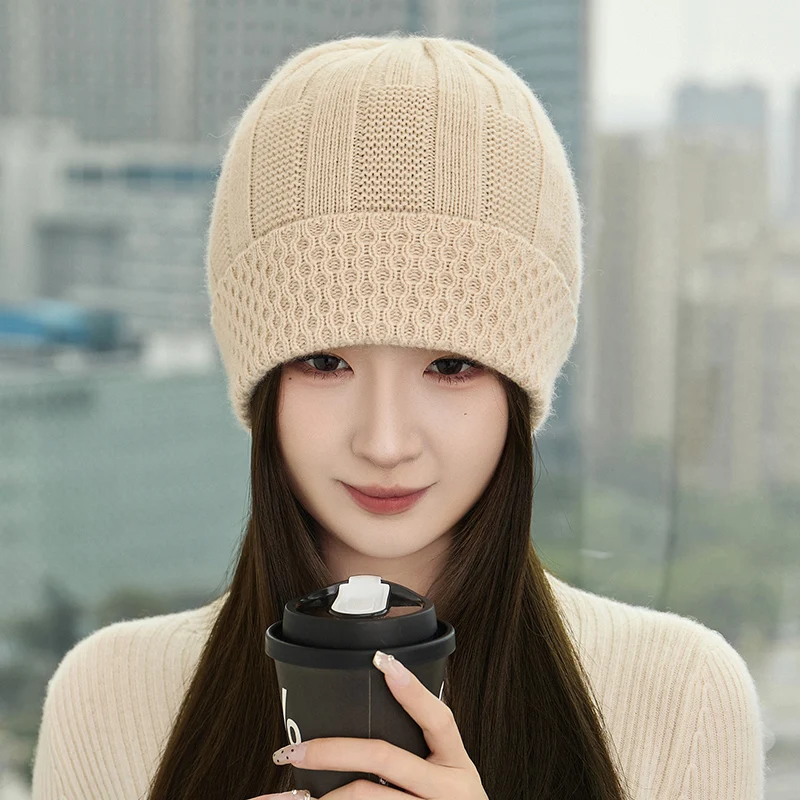 

ZYCZCXXВысококачественная женская зимняя кашемировая шапка из 100% кашемира, многофункциональная гофрированная кашемировая вязаная шапка, теплая уличная шапка