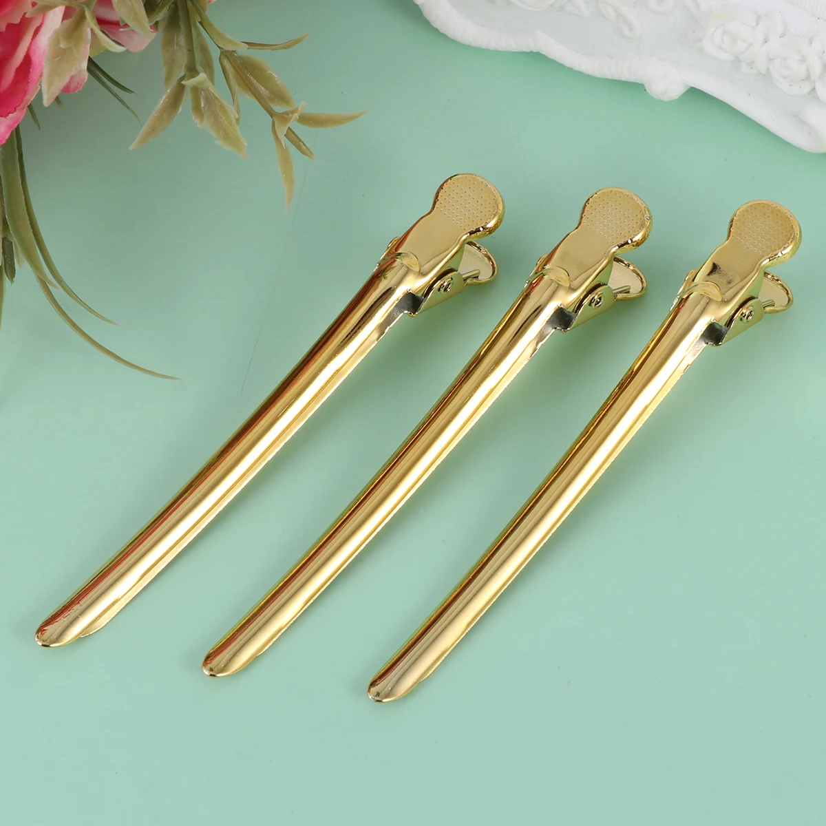 

12Pcs Durable Metal Hair Clips Portable Stainless Steel Hairdressing Clamps Sectioning Salon Styling Implements Golden