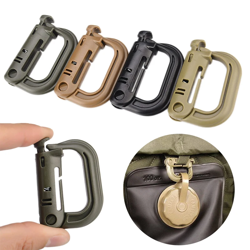 Mosquetón Grimloc Molle, anillo de bloqueo D, Clip de plástico, hebilla de anillo tipo presión, mosquetón, llavero, hebilla de bolsa, 5 uds.