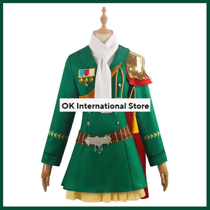 Juego CyAnime Umamusume: Pretty Derby Symboli Rudolf, disfraz de Cosplay, peluca de rey, uniforme militar verde, traje de Halloween Kawaii para mujer