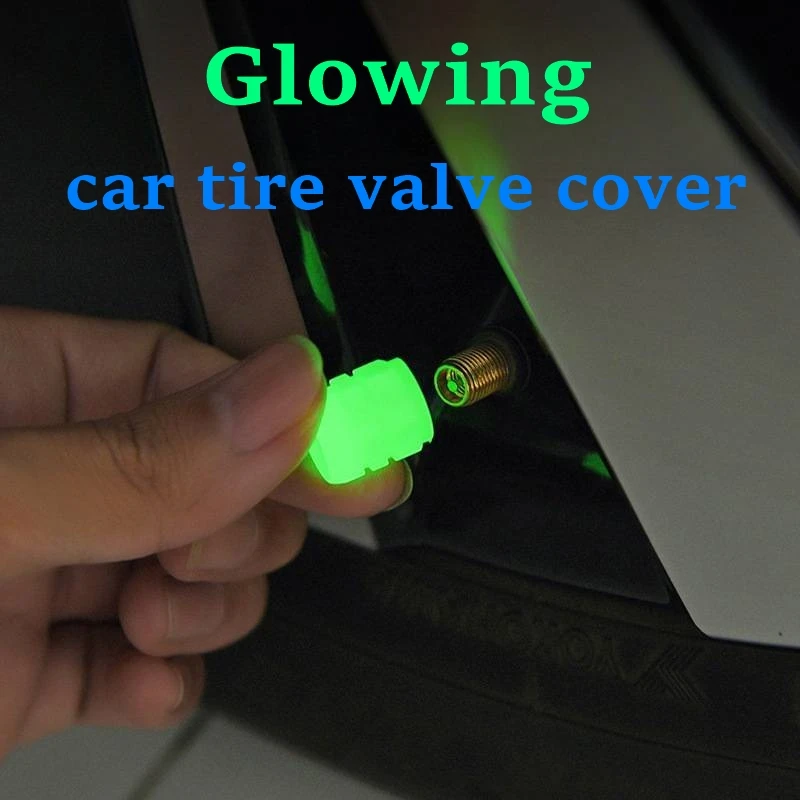 Tire Valve Caps Car Fluorescence Tyre Rim Stem Covers Airdust Waterproof For Automobiles Motorcycles Bikes Car Accessories