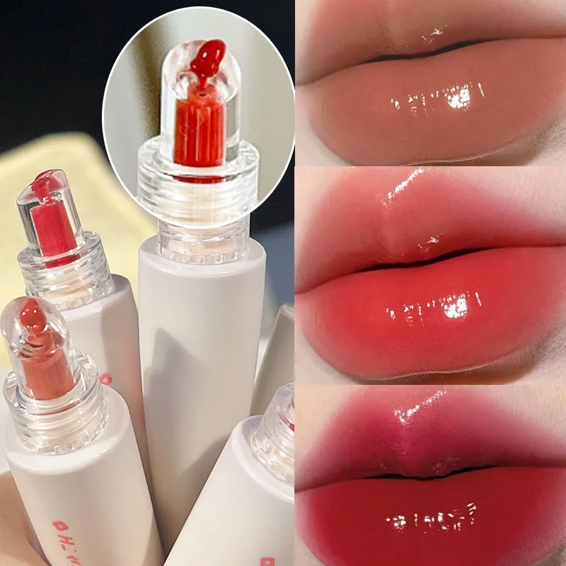 Impermeável espelho de água Lip Gloss tubos, de longa duração, Clear Lip Tint Gel, hidratante, hidratante lábios, Plumper cosméticos batons