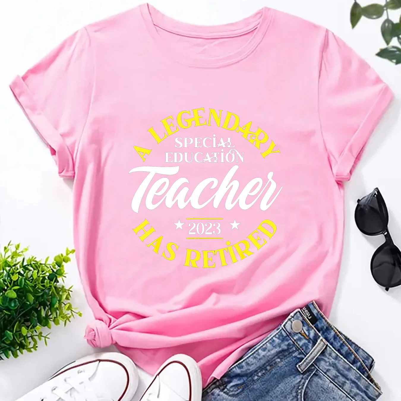 Legendary Special Education Teacher Retired Print T-Shirt Fashion women Team Short-Sleeved Round Neck TShirt Tops Oversized Tee