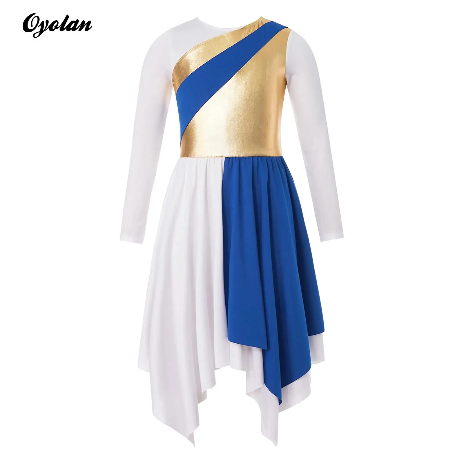 

Детское балетное платье для лирического танца для девочек, танцевальная одежда, христианская литургическая хвала, церковное танцевальное платье-туника, халат для поклонения, танцевальный костюм