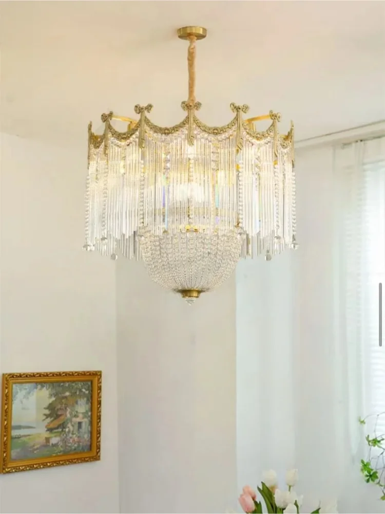 

Элитная хрустальная люстра с кистями из французской меди для спальни или ресторана, в художественном стиле, с креативным дизайном