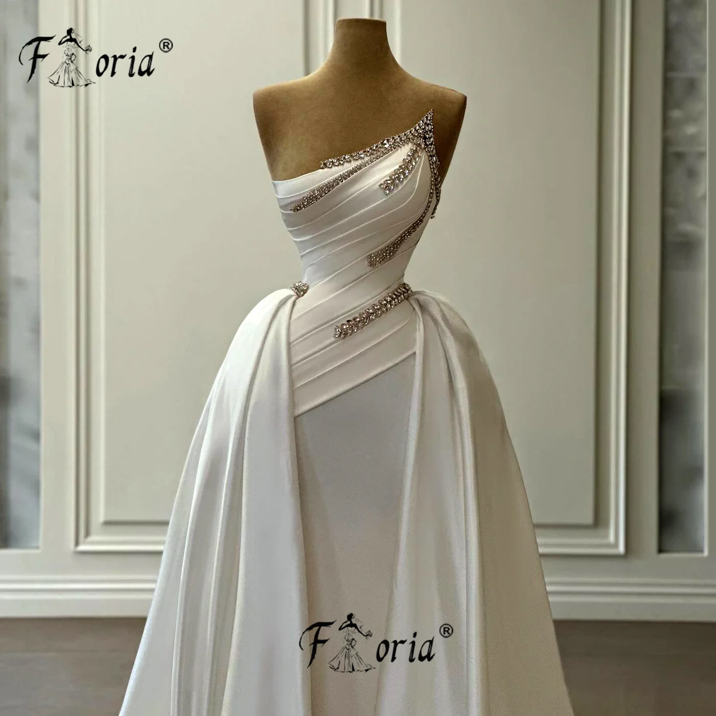 2 in 1 Boho Woman Wedding Dresses with Removable Train Exquistie Satin Formal Occasion Gowns Princess Mopping Vestido De Novia