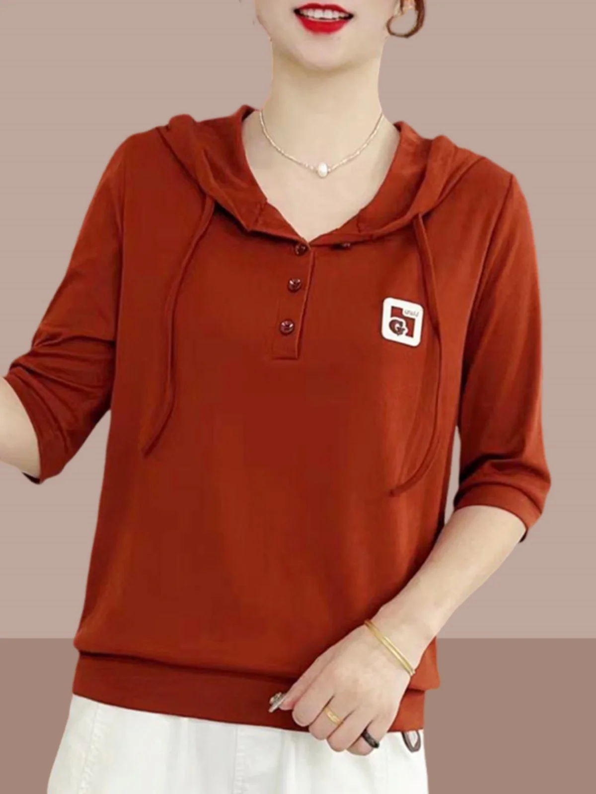 

Новая модная повседневная цветная толстовка с капюшоном для женщин в стиле Mommy: универсальный облегающий базовый топ с длинным рукавом для весенней одежды