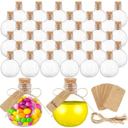 Spherical Plastic Potion Bottles Ball Shape Round Bottles 3.4 oz Sand Art Bottles with Corks and Tags Decorative Bottle Candy