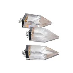 5pc Clear Quartz Crystal Necklace Women Natural Stone Pendant 2023 Big Crystals Fashion Jewelry Bullet femme Gold Plated Point