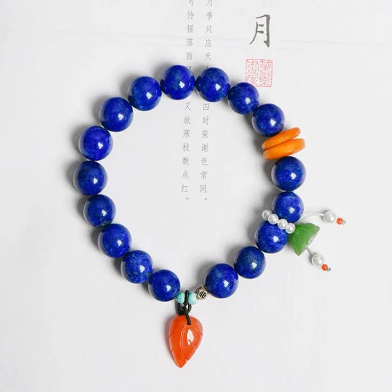 

Кристаллический браслет Дизайнерский желтый Acesite Lapis Lazuli Однониточный браслет - Ювелирные изделия унисекс для пар для мужчин и женщин