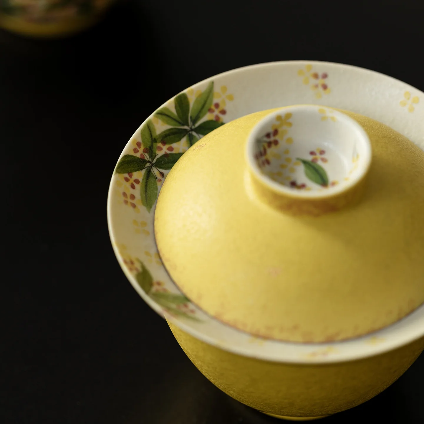 Hand‑painted Osmanthus Ceramic Gaiwan Retro‑style Home‑use Tea‑Brewing Bowl Heat‑Resistant Kung‑fu Tea Set Household Teaware