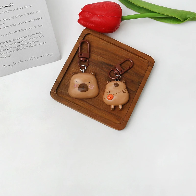 Lovely Capybara Pendant Keychain Schoolbag Mobile Phone Ornament Funny Animal Keychain for Children