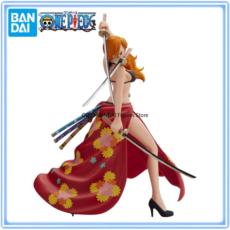 BANDAI Original ONE PIECE MAGAZINE Three Sword Style Nami Anime Action Figures Collectible Ornaments Model Gift