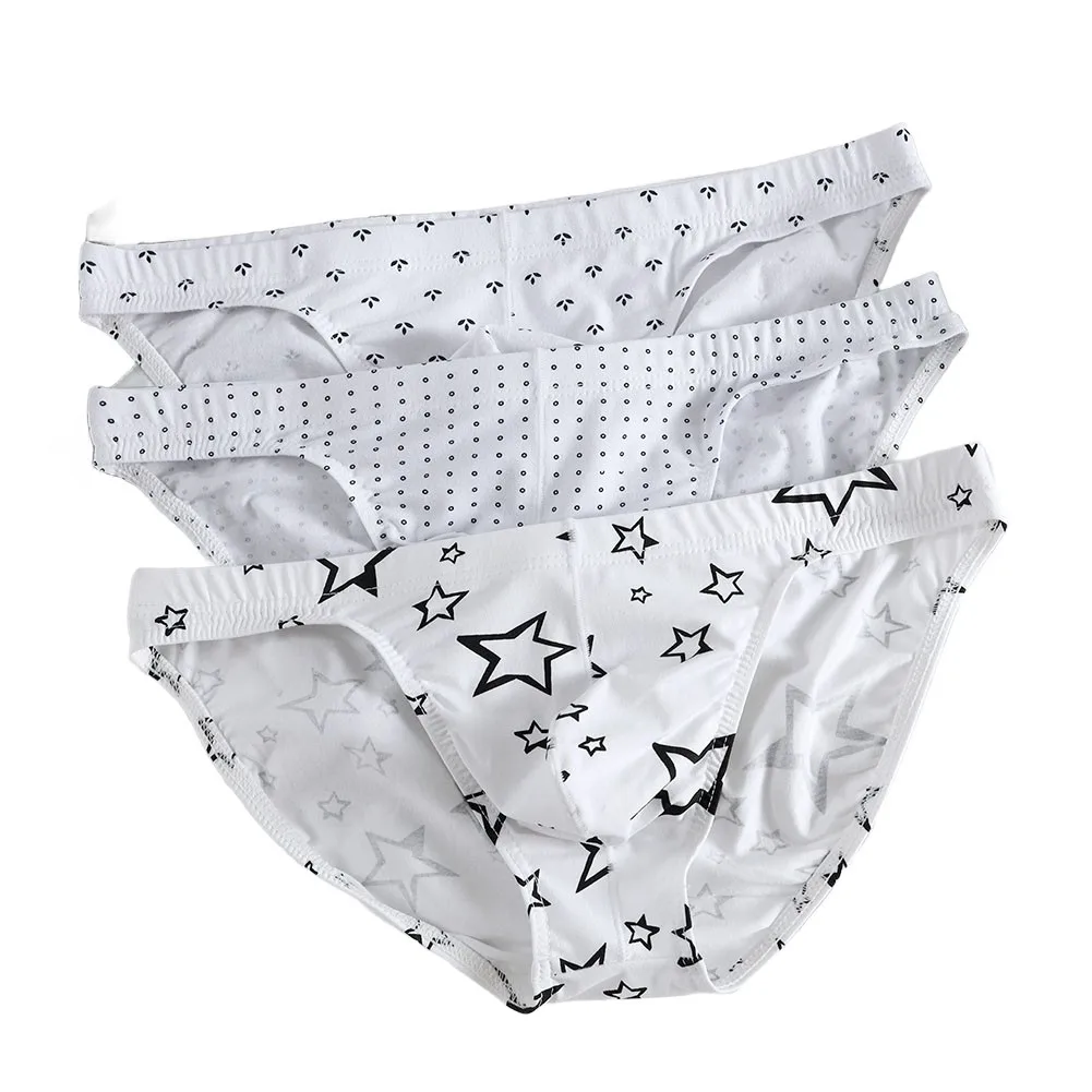Men Cute Printed Soft Briefs Underpants Hip-Wrap Breathable U Convex Pouch Underwear Casual Fashion Man Panties