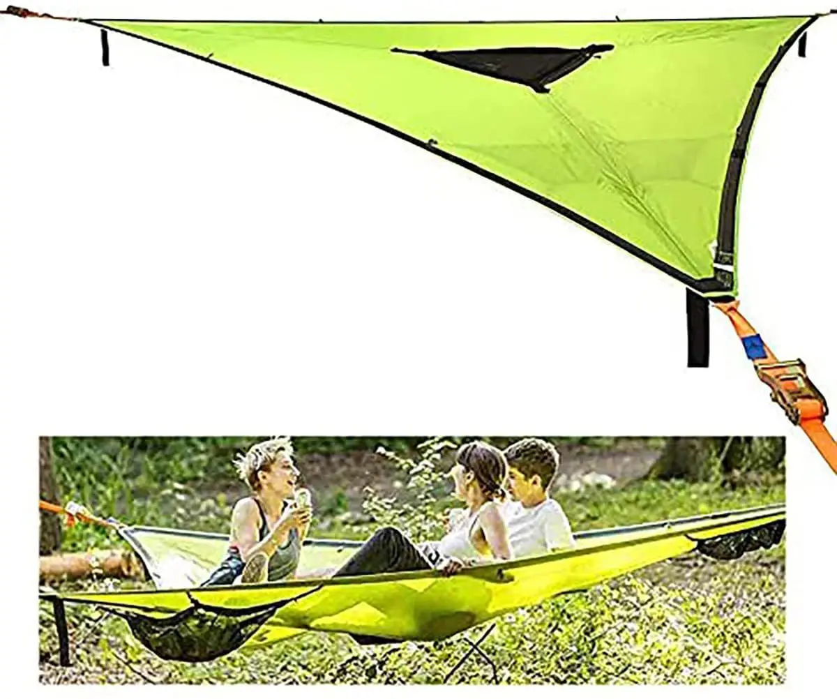 Outdoor air multi person triangular hammock portable mesh fabric hammock camping