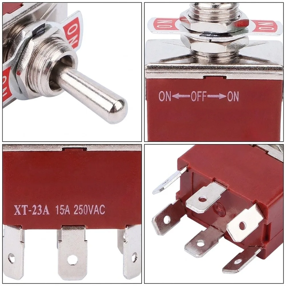 2Pcs 3 Position 6 Pin For Toggle Switch 15A 250V Quick Connect Terminals Flame Retardant Nylon For Electrical Control Parts