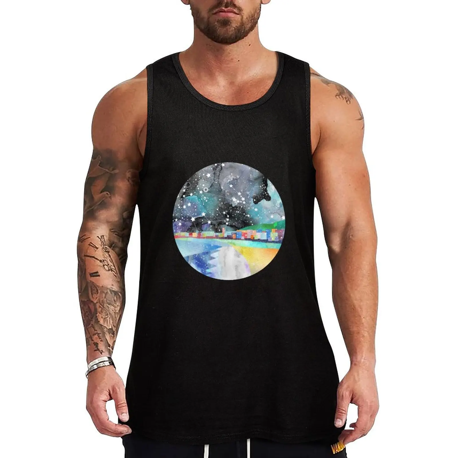 Taurus Constellation Coastal Print Tank Top bodybuilding t-shirt men gym