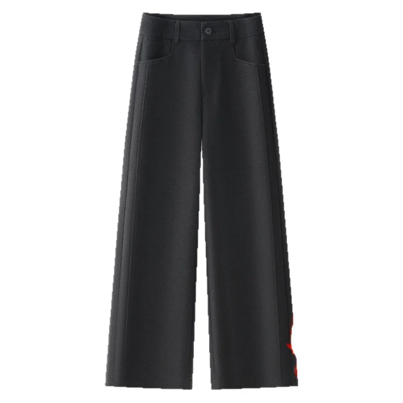 بنطال كاجوال بني للنساء والشتاء، مبطن بالصوف، سميك، دافئ، كسول، سروال بدلة، مستقيم الساق Tr #5