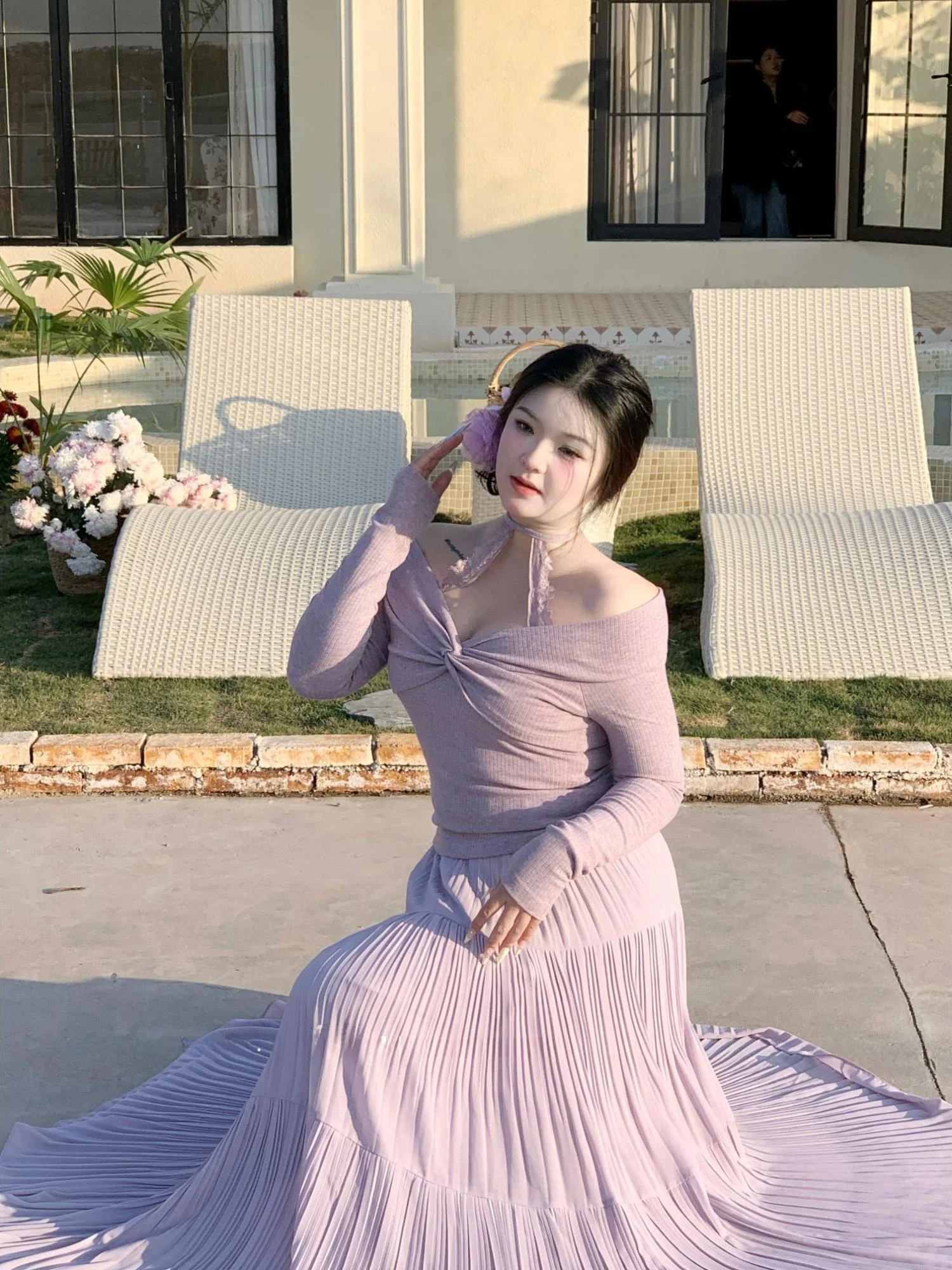 

Sweet Style Long Sleeve Midi Dress And Jacket Set plus Size Neckline Bridesmaid Outfit Floral Print Elegant plus Size Women