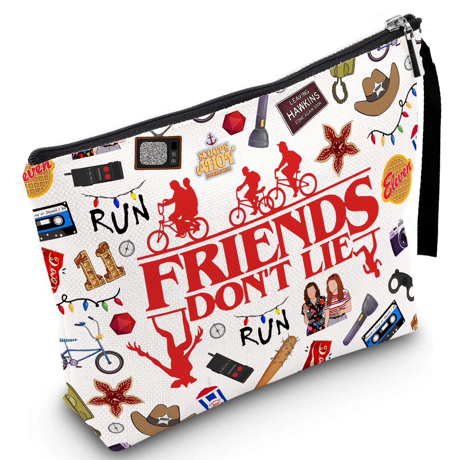 Strangers TV Thins Makeup Bag for Women, Cosmetic Pouch with Zipper, Travel Toiletry Organizer, Birthday Gifts for Her