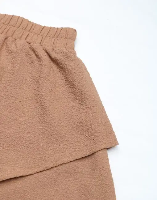 2025 Summer Casual Ruffle Edge Shorts Women's Pants Texture Layered Wide Leg Pants Simple Casual Loose Comfortable Shorts