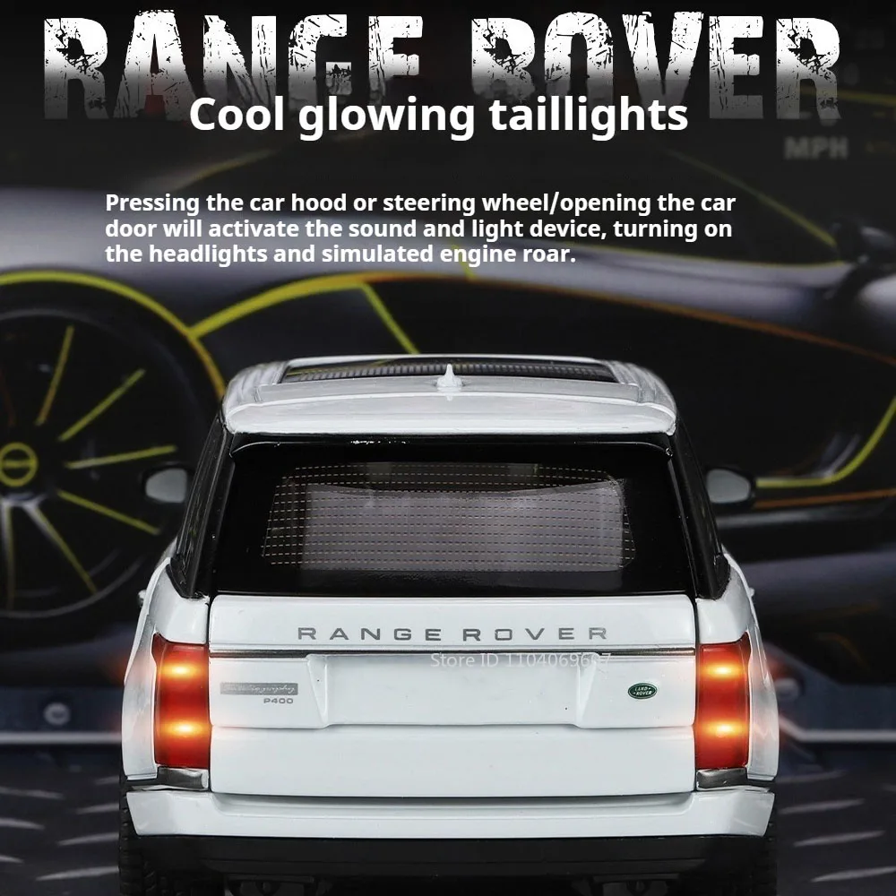 Modèle de voiture Land Range Rover Defender 1:24, jouets en alliage moulé sous pression, portes d'absorption des chocs, décoration ouverte, véhicules tout-terrain