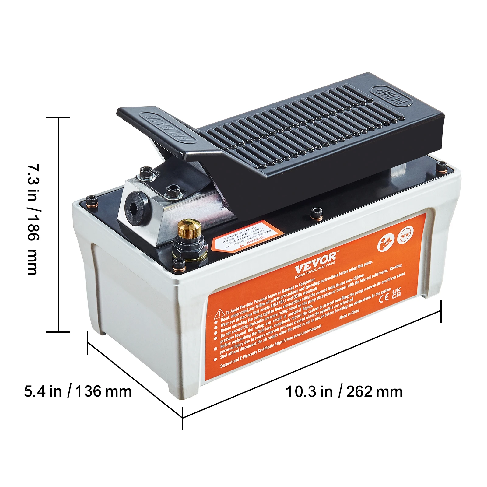 SucceBuy luchthydraulische pomp 10.000 PSI 1/2 gal reservoir voetbediende luchtpedaal voor automatische carrosserieframe-machines en trekpaal