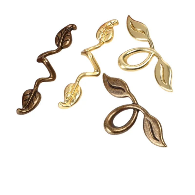Leaf Shape Zinc Alloy Furniture Handles 50mm 76mm Hole Spacing  Cabinet Drawer Pulls Wardrobe Handles Home Kitchen  Accessories