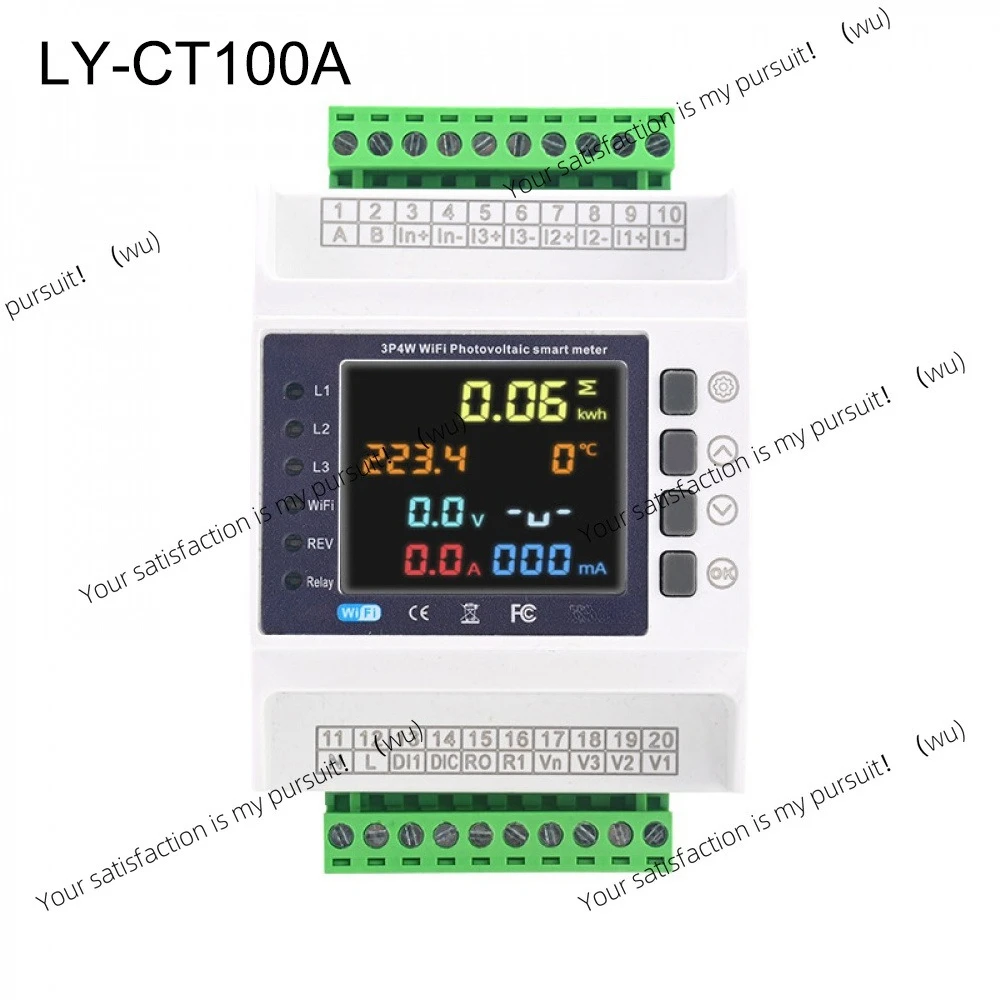 3 Phase Energy Meter 100/200/1000A Tuya WiFi Smart Protector with Overvoltage/Undervoltage/Current Protector Bidirectional Meter