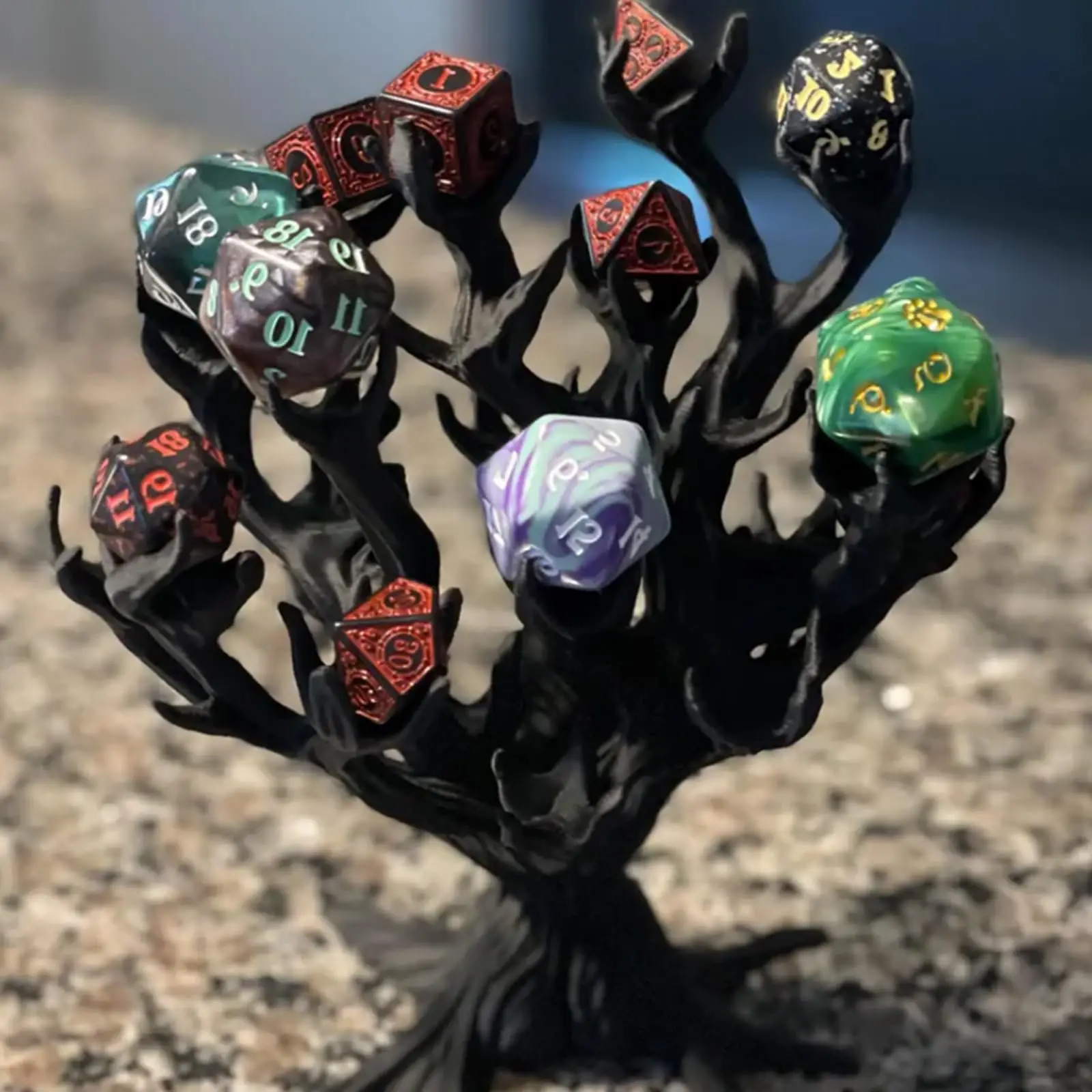 صينية نرد آلهة الشجرة، عرض النرد المحمول الممتع لسطح المكتب ملحقات برج النرد حقيبة النرد آلهة (أسود) #4