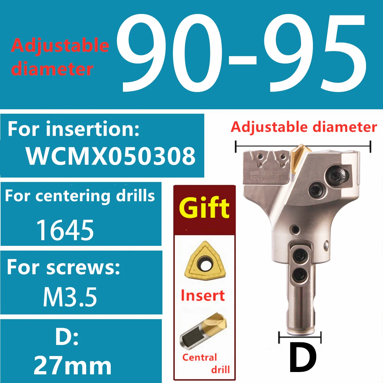 VMD verstelbare diepgat indexeerbare boor met grote diameter 45-160 mm U-boor boorgereedschap voor WCMX WCMT inbrengen
