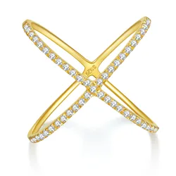 0.25CT D Color Cross X-shaped Moissanite Row Rings For Women S925 Silver Plated 18k Gold Diamond Wedding Band Fine Jewelry