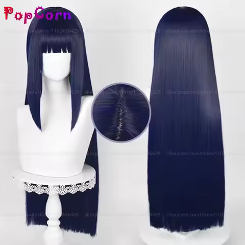 Hinata Hyuga Cosplay Wig 80cm Long Straight Blue Black Wig Cosplay Anime Cosplay Wigs Heat Resistant Synthetic Wigs