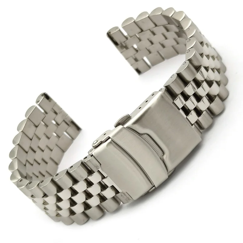 18 19 20 21 22 23 24mm High Quality Solid Stainless Steel Watch Strap Replacement for Universal Flat End Silver Watch Bracelet