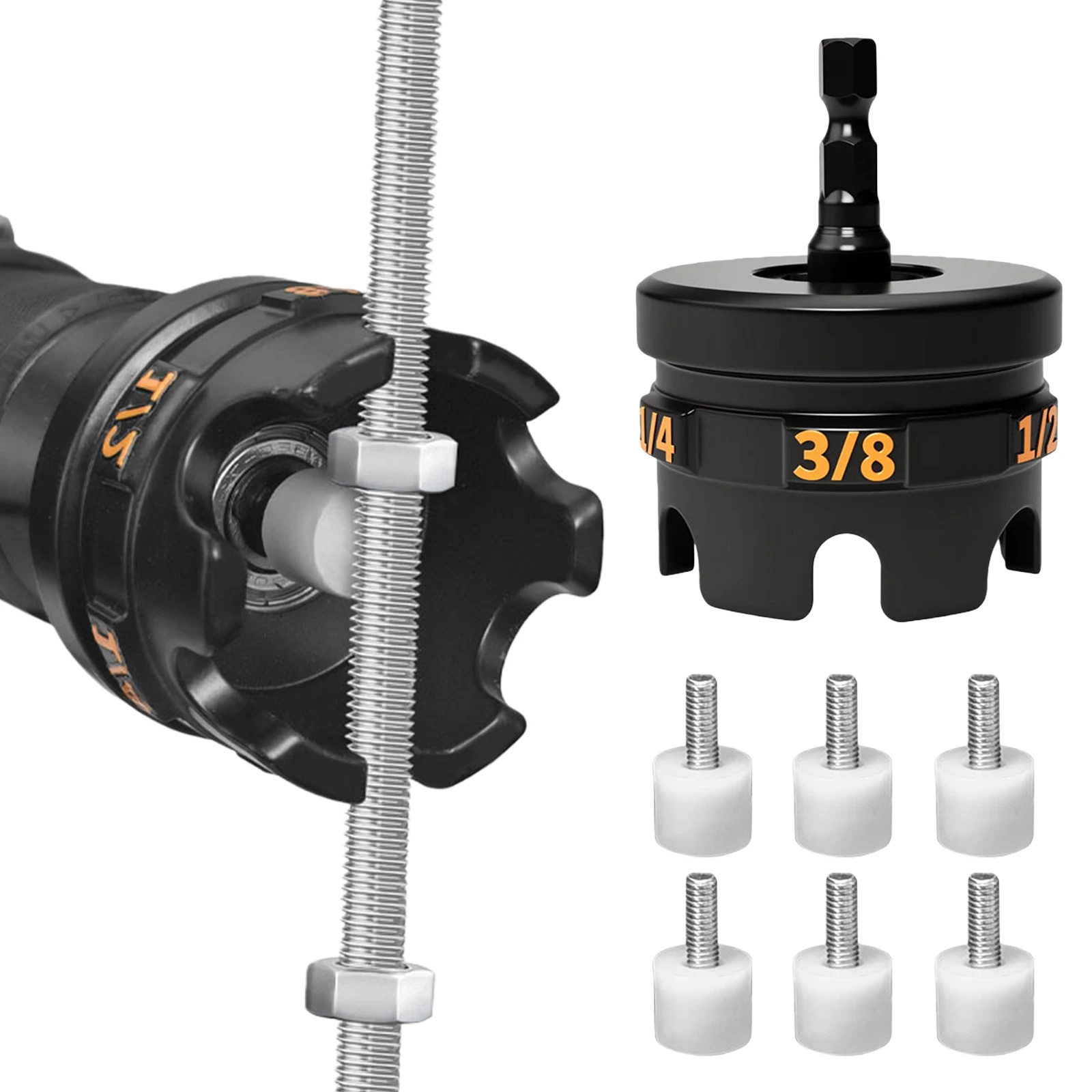 

Threaded Rod Nut Runner Nut Zipper Drill Attachment for Fast Nuts and Bolt Removal for Impact Drill for 1/4", 3/8", 1/2" Threade