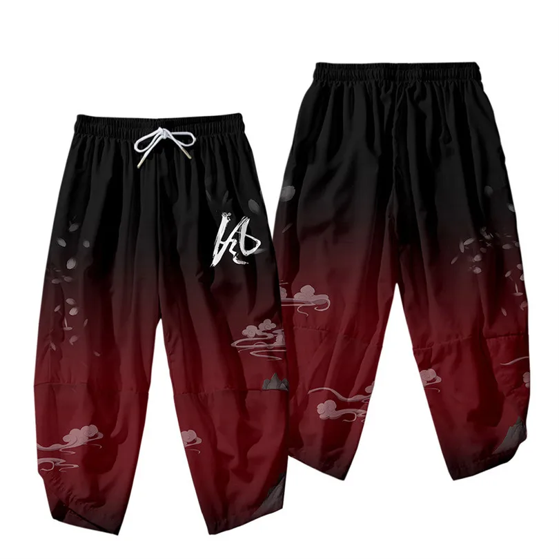 

Japanese Kimono Pants Set Men Chinese Style Cosplay Traditional Samurai Thai Harem Pants Harajuku Streetwear Boys Trousers