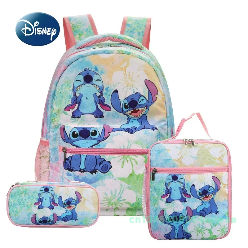 

Новая детская школьная сумка Disney Stitch, мультяшная милая детская школьная сумка, комплект из 3 предметов, модная вместительная школьная сумка для учеников