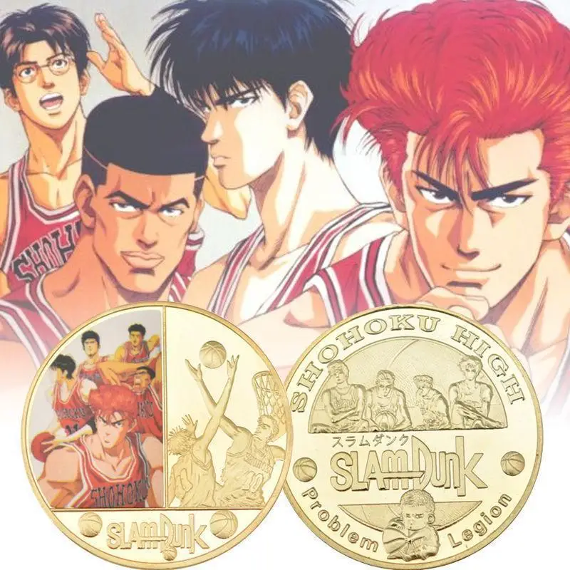 Nowy Slam Dunk Hanamichi Sakuragi Anime peryferyjna figura pamiątkowe monety osobowość twórcza metalowa plakietka kolekcja prezentów