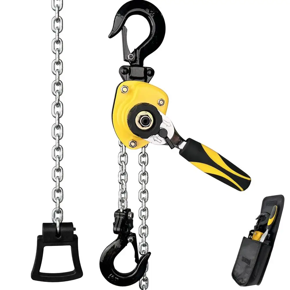 1/4 Ton 550Lbs Capacity Mini Chain Hoist 5FT Lift Portable Ratchet Lever Hoist Vehicle Repair Factory Small Space Outdoor